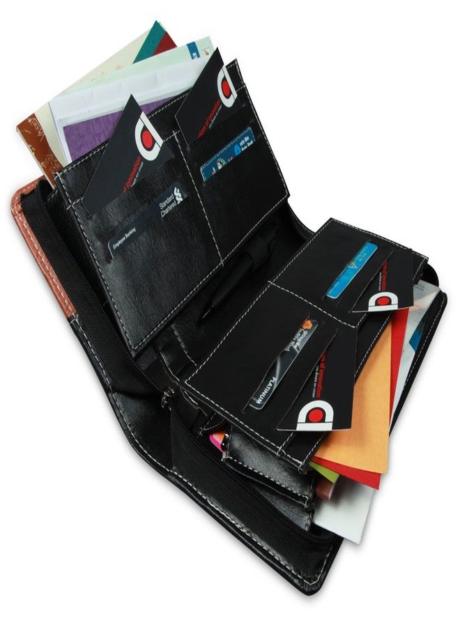 COI Expendable Leatherette Multiple Cheque Book Holder | Document Holder (Brown and Black) - Image 1